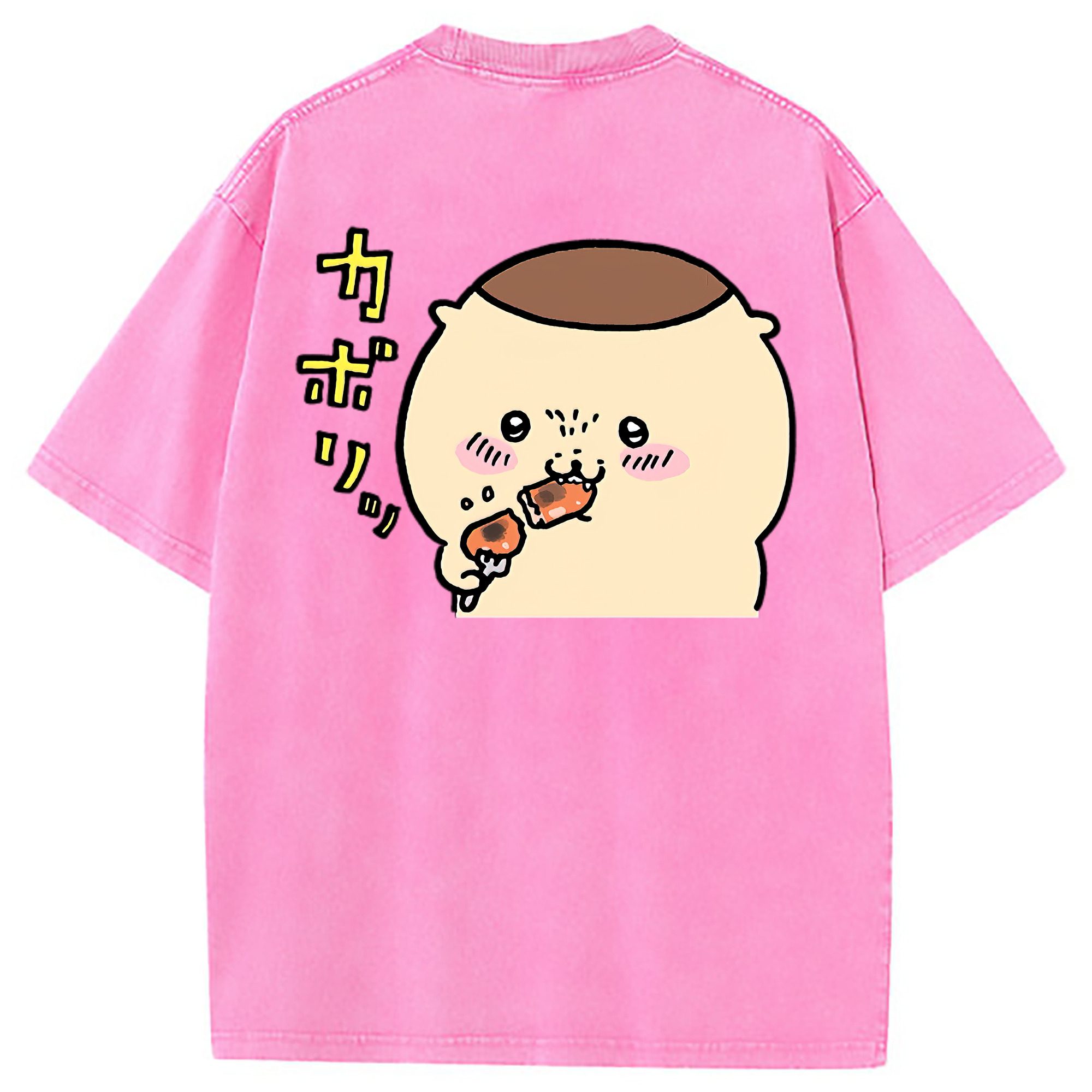 （画像用） ちいかわ くりまんじゅう Chii-kawa kuri manjū 綿100% ヴィンテージ風 半袖Tシャツ（背面プリント）